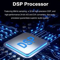 HuiDu DP46 Procesador de Audio Digital Profesional, Sistema de Gestión de Altavoces DSP Matrix, Metálico, 4/8 Canales, Montaje en Rack, Cableado/Inalámbrico, 31 Bandas