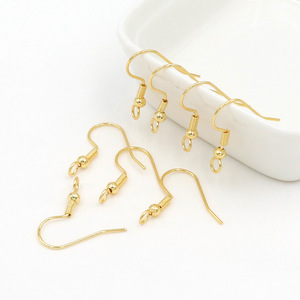 18K Gold Plated Copper Cross Jewelry Ear <b>Hooks</b>, Large Ear <b>Hooks</b>, Curved <b>Earrings</b>, <b>Earring</b> Accessories, DIY Jewelry Accessories - Product Image 1