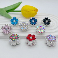 Perles en alliage double face en forme de fleur de cristal, électroplaquées, à trou droit, accessoires de perlage en vrac pour stylos DIY, bijoux et artisanat