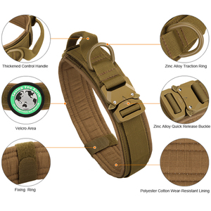Pelindung Plus gesper logam tugas berat dapat diatur kerah nilon dengan pegangan kontrol taktis kerah anjing perlengkapan berburu lainnya - Product Image 4