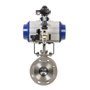 บอลวาล์วหน้าแปลนสแตนเลส CF8M DN80 PN16 พร้อมตัวกระตุ้นลม - Product Image 6