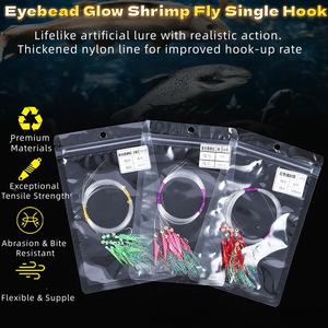 Motif d'écailles de poisson luisant tête noire jaune Croaker mouche de crevettes <span class=keywords><strong>crochet</strong></span> unique avec ligne de leader de 1.2 mètres pour la pêche en mer bateau de pêche - Product Image 5