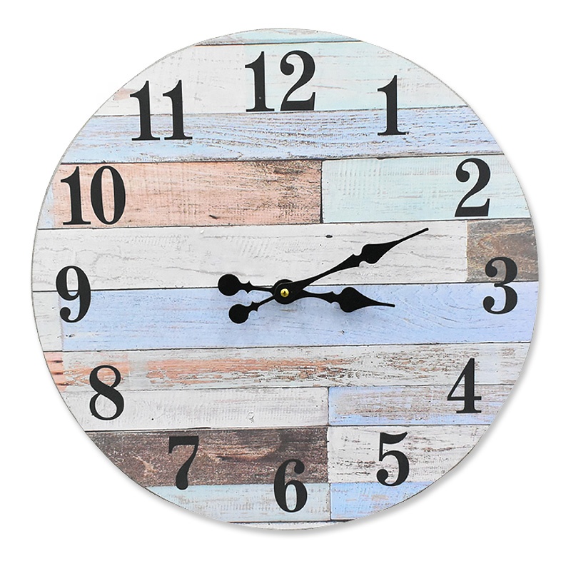 Hot Sale Silent Non-Ticking Quartz Wood Decorative Wall Clock Vintage Rustic Farmhouse Style Wooden Round Wall clock Home Decor