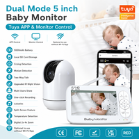 Moniteur Bébé Sans Fil avec Écran LCD 5 Pouces, Détection des Pleurs, Audio Bidirectionnel, Berceuses, Caméra Vidéo Wi-Fi et Application Tuya