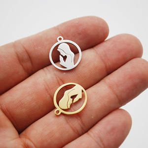 Stainless Steel Virgin <span class=keywords><strong>Mary</strong></span> Charm DIY Tahan Air 18K Emas dan Perak Liontin dan Gelang Kecil - Product Image 1