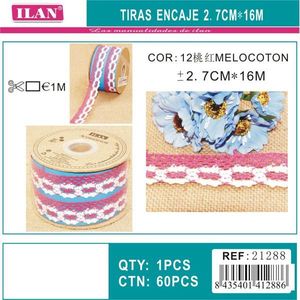 Strisce di pizzo ILAN 2,7 cm x 16 m colore pesca per decorazioni e lavori artigianali - Product Image 3