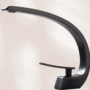 <span class=keywords><strong>Robinet</strong></span> de lavabo moderne en laiton massif noir mat, mitigeur monocommande eau chaude et froide, à poser sur le plan de travail - Product Image 5