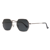 Lunettes de soleil unisexes UV400 hexagonales en acier inoxydable légères à monture complète, style classique et tendance