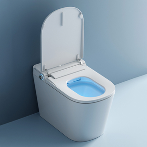 WC intelligent moderne allongé à poser au sol avec siège chauffant, télécommande incluse, chasse d'eau automatique, conception monobloc - Product Image 5