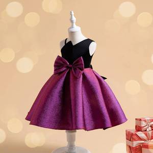 MS Girls Dresses in Europe and the United States New <b>Glitter</b> Fabric Slant Shoulder Princess Dress <b>Skirt</b> Children's Clothing - Product Image 3