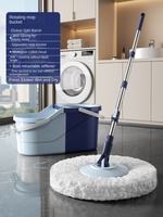 Nouveau seau de vadrouille de déshydratation automatique domestique avec poignée de nettoyage de vadrouille de carreaux de bois paresseux pliée à 360 degrés
