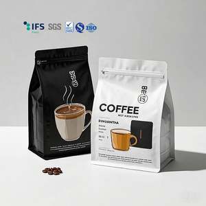 Custom Printed Resealable Flat Bottom Side Gusset <b>Bag</b> Package Stand up Coffee Zipper Pouch with Valve - Product Image 1