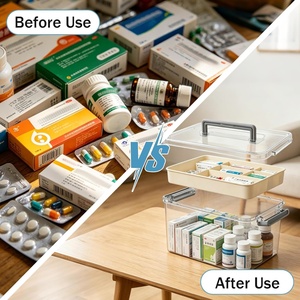 6/10/17/26L Capacity Portable PET Clear Plastic <b>Storage</b> <b>Boxes</b> Bins-Multifunctional Detachable Design for <b>Kitchen</b> Living - Product Image 3