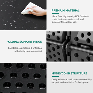 Mesa plegable redonda de <span class=keywords><strong>48</strong></span> pulgadas, mesa de plástico plegable resistente, mesa de picnic al aire libre con mesa gruesa y Marco de metal resistente - Product Image 6