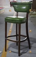 Tabouret de bar en cuir nordique avec pieds en bois massif, chaise de bar à hauteur de comptoir avec dossier pour bar à domicile et projets de pub