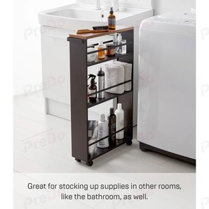 ชั้นวางของในครัวแบบมินิมอลทรงเพรียวบาง ทำจากโลหะ สำหรับจัดเก็บของข้างตู้เย็น หลายชั้น ประกอบง่าย - Product Image 5