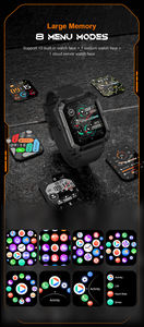 Jam tangan pintar pria, jam tangan pintar pria olahraga, Bluetooth, panggilan, gelang Ip68, tahan air, pelacak kesehatan, detak jantung, multi-bahasa, DIY - Product Image 4