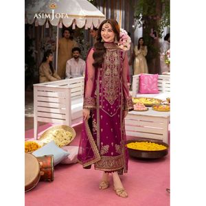 Robe pakistanaise tendance, costume ethnique en soie, robe Salwar Kameez droite de créateur, très vendue - Product Image 3