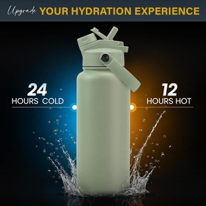 Custom Logo 24oz 25oz 32oz Double Wall Vacuum Insulated Stainless Steel Sports Water <b>Bottle</b> with Handle Leak-Proof Lid BPA Free - Product Image 2