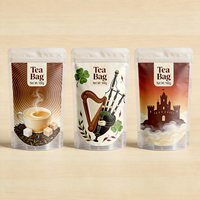 Sachet Doypack Personnalisé avec Logo d'Usine, en Papier Kraft Recyclable de Qualité Alimentaire, avec Fermeture Éclair, pour Thé et Café, Vente en Gros