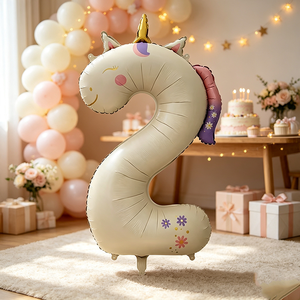 Palloncini in Foil con Design Unicorno Feiyue, Numeri da 1 a 5 per Decorazioni Festa di Compleanno, Palloncini Mylar con Cifre - Product Image 1