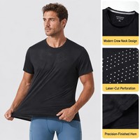 T-shirt de sport pour homme, design personnalisé OEM premium, logo, séchage rapide, léger, respirant, anti-boulochage, performance pour la course à pied