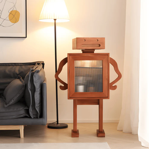 Robot rétro en bois armoire à vin décor à la maison rangement sur pied pour l'organisation de la cuisine organisateur de cuisine - Product Image 5