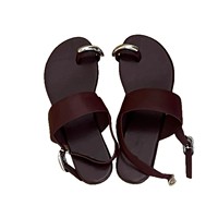 Tren Mode Musim Semi Musim Panas Musim Gugur Sandal Wanita Bertali Tahan Lama untuk Luar Ruangan dengan Ujung Terbuka, Desain Tali dan Gesper, Bagian Atas Kulit Asli