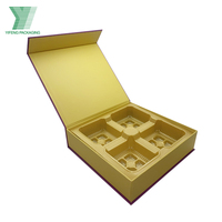 Caja de galletas de macarrón de Chocolate de cartón de papel dorado magnético de grado alimenticio de lujo caja de embalaje de regalo de pastel de luna con bandeja divisoria