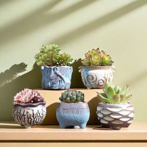 Ceramic Succulent Planter Pots Various Sizes Creative Breathable Coarse Pottery For Home Use Root Control Terracotta Flower Pots - Product Image 1