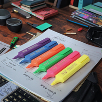 Haute qualité grande capacité encre allemande surligneur stylo couleur néon capuchon noir 36 pièces présentoir ensemble école utilisation personnalisation