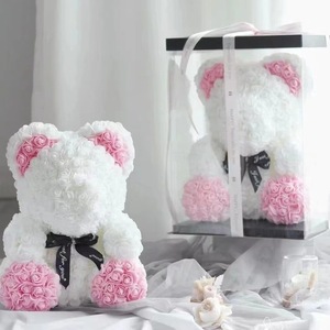 DIY 25Cm Teddy Rose Bear Artificial Pe Flower Bear Rose with Box Valentine's Day for Girlfriend Wife Mother's Day Gifts - Product Image 1