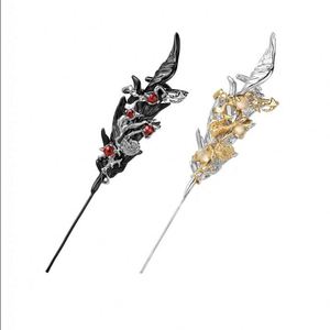 Pendientes de Oreja Estilo Vintage Oscuro con Plumas de Ángel y Demonio, Diamantes, Tipo Piercing, Gótico Punk, Joyería - Product Image 6