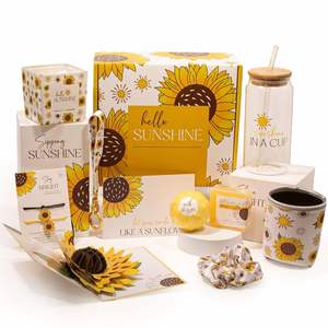 Beautiful Sunflower Theme Handmade Exquisite Ladies <b>Gift</b> Set 16oz Glass Bottle Birthday <b>Gift</b> Basket Personalized Perfect Present - Product Image 1