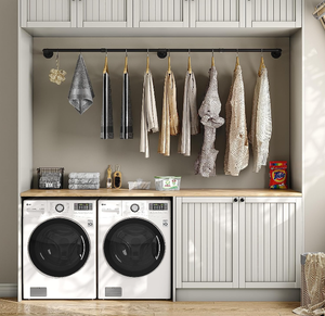 Công Nghiệp Ống Quần Áo Giá Với 3 Móc Treo Tường Giá Nhiệm Vụ Nặng Nề Sắt Thanh Quần Áo Treo Thanh Thanh Cho Phòng Giặt ủi - Product Image 5