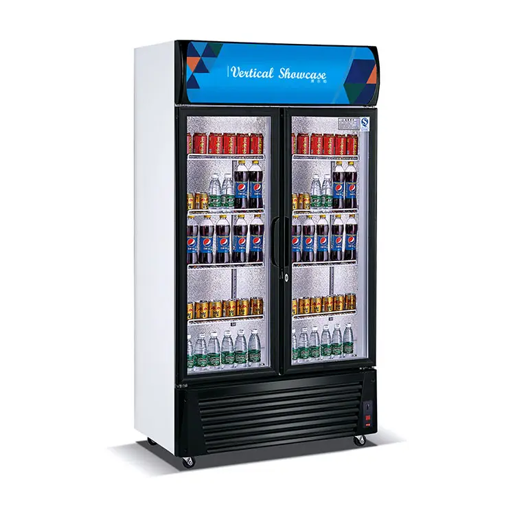 Vertical upright beverage showcase display freezer refrigerator