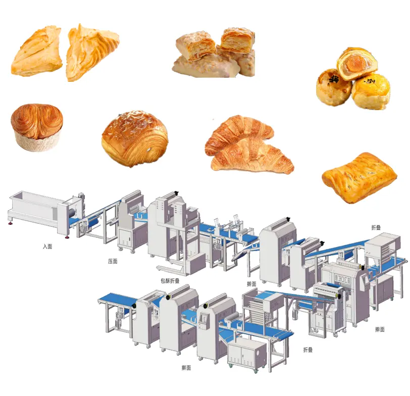 Guangzhou Huide Fully Automatic Puff Pastry Making Machines Pastry Cream Filling Machine Industrial Puff Pastry Production Line