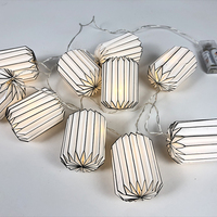 Mini lanterne en papier Origami imprimé en forme de cylindre, guirlande de papier d'éclairage, 10led pour la décoration de fête