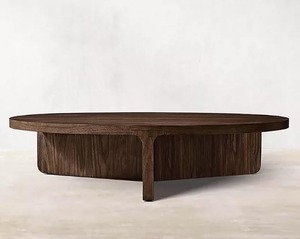 Table basse ovale en chêne massif Wabi Sabi avec pied unique à tenon intégré, style minimaliste, profil bas, pour salon, table à thé en bois, personnalisable - Product Image 2