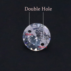 Tổng hợp hạt đá quý trắng rõ ràng hình tròn CZ Stones làm đôi lỗ trắng Cubic Zirconia với làm 2 lỗ - Product Image 2