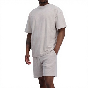 Conjunto de Camisa y Pantalón Corto de Verano Formal con Logotipo Personalizado, Diseño de Cuello Redondo, Venta al por Mayor, Cómodo, Tela de Rizo de 300 g, Conjunto de Dos Piezas para Hombre - Product Image 1