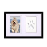 Cadre photo moderne écologique pour empreintes de pattes de chien, 40x60, couleur bois, avec kit d'empreintes en argile – Offre Spéciale