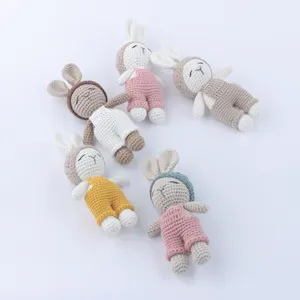 100% Handmade Kids Crochet Rabbit Animals Toys Soft Plush Doll Woven Cotton Crochet For Baby Gifts Toy