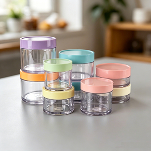 Customizable LOGO And Color Clear <b>Glass</b> Cosmetic Jars Logo Sticker Empty Face Cream <b>Container</b> With Multi Color Lids - Product Image 1