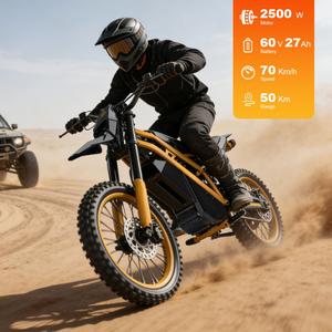 Nouveau Vélo de Montagne Électrique 2500W 60V 27Ah Moteur Sans Balais Double Suspension Vélo Tout-Terrain 75Km/H Vitesse 50Km Autonomie Cadre en Aluminium - Product Image 1
