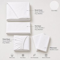Parure de lit en percale de coton, tailles Queen et King, entretien facile, qualité hôtelière, toucher frais et plus doux à chaque lavage, lavable en machine en gros
