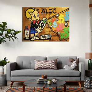 Boy Money Bag Graffiti <span class=keywords><strong>Alec</strong></span> Monopolyingly Street Poster pintura sobre lienzo dormitorio pared arte HD decoración cuadros decoración del hogar - Product Image 3