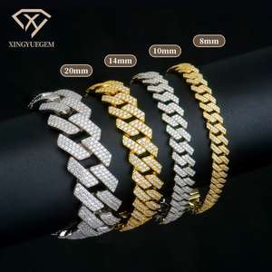 Pulsera Cubana de Plata de Ley 925 con Diamantes Moissanita Iced Out, Joyería Hiphop Personalizada al por Mayor, 8, 10, 12, 14, 18, 20 mm - Product Image 1