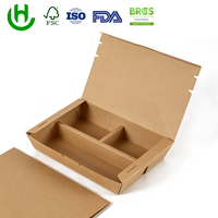 Boîte à collation en papier kraft personnalisée de l'usine Hongchang, impression couleur intégrale avec fermeture à fente, emballage alimentaire jetable, vente en gros