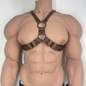 Men <b>Leather</b> Body Restraint Straps Brown Adjustable Bondage <b>Harness</b> For Adults Spring 2025 M-266 - Product Image 2